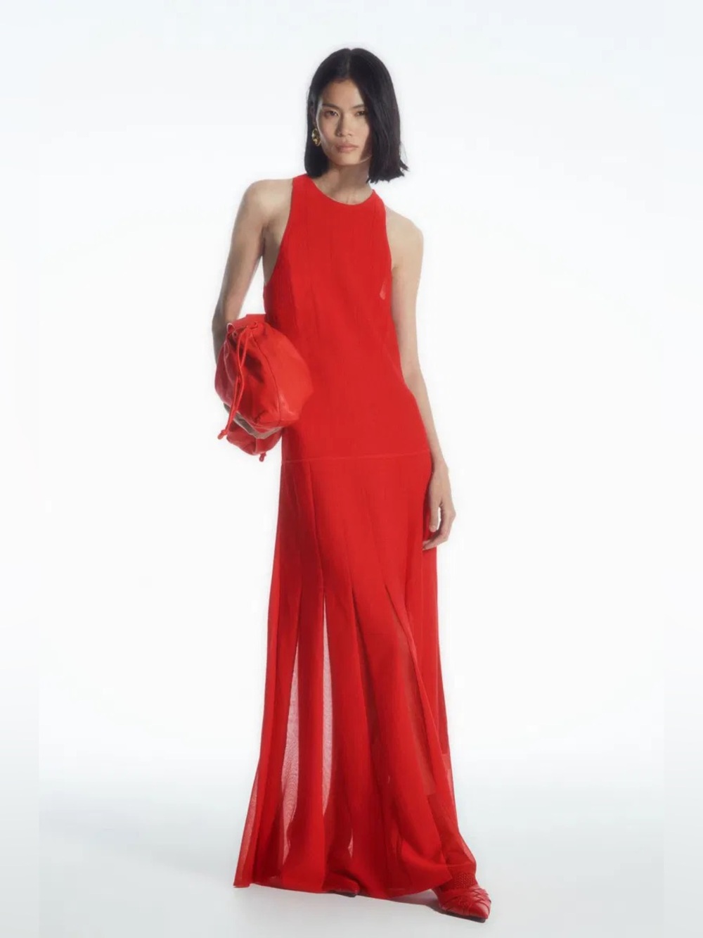 NWT COS Pleated Racer Neck Maxi Dress